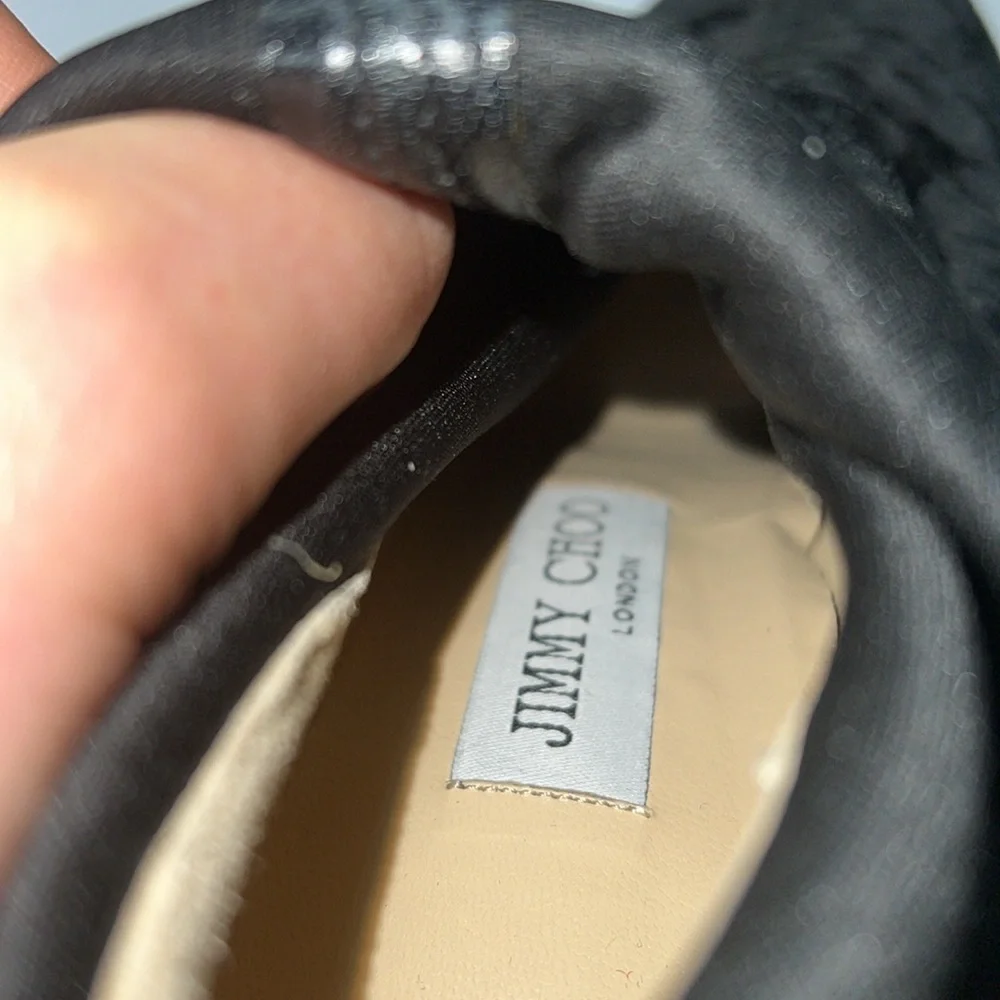 Jimmy Choo 39.5 Louella Black Crushed Velvet Pull On Ankle Boots 3” Heel